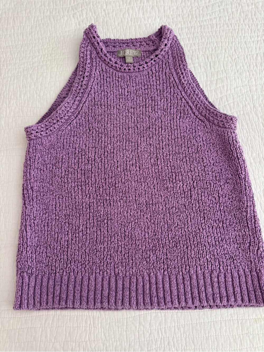J. Crew Purple Crochet-Trim Knit Tank